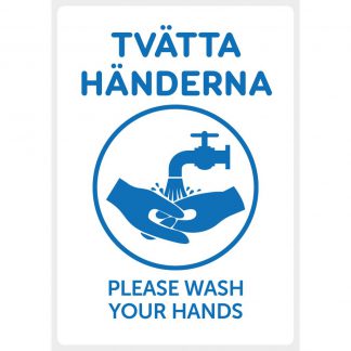 Dekal Vit - Tvätta Händerna / Please Wash Your Hands
