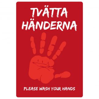 Dekal Röd - Tvätta Händerna / Please wash your Hands